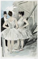 Dansare bakom teaterns kulisser - i "" Nos contemporains"" av Octave Uzanne