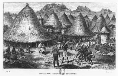 David Livingstone välkomnades i en by i området kring de stora sjöarna i Centralafrika