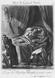 General Louis Lazare Hoches död den 19 september 1797, graverad av Labrousse (1700-talet) (gravyr)