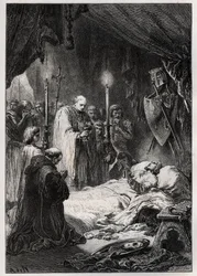Saint Louis a Tunis död den 25 augusti 1270 - St Louis död"" (under det 7:e korståget, den 25 augusti 1270) - gravyr från "" L
