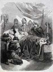 Saint Louis död i Palestina 1270 - i "" Histoire de France"" av L.-P. Anquetil