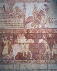 Korsriddartemplarriddarnas avgång 1163 från deras syriska slott Krak des Chevaliers för slaget vid Boquée