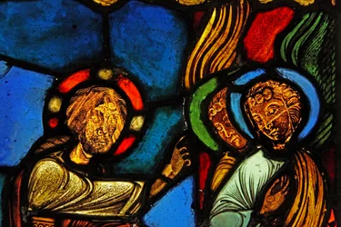 Visar Kristus med änglar (efter frestelsen?), ex Troyes katedral