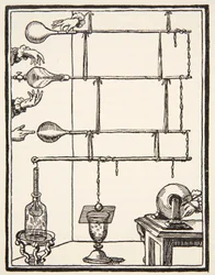 Descarges electriques dan lai rarefie, 1753, kopia av Boris Mestchersky (d.1957) illustration från Histoire de la Nation Francaise, Sciences, Volumes I & II, av Gabriel Hanotaux (1853-1944), 1924 (lith)