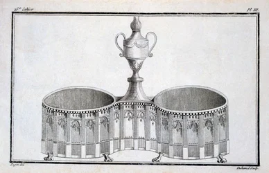 Design av Pugin, från en mönsterbok med neoklassiska metalldesigner sammansatta av Duhamel, ca 1770-80-talet