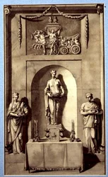 Design för en skulpturalkov med Apollo och hans vagn, ca 1760 (akvarell på papper)