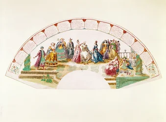 Förlaga till en solfjäder som firar Nationernas dans och karneval, 1733