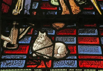 Detalj från St Sebastians martyrskap - en hund