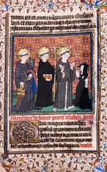 Hängiven i bön inför Sankt Pierre Célestin, Sankt Benedictus och Sankt Franciskus