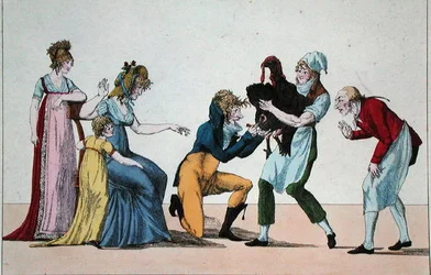 Dindonnade eller The Rival of the Vaccine, c.1800 (färgad gravyr)
