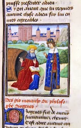 Diogenes, från Histoire des Philosophes, sent 1400-tal (vellum)