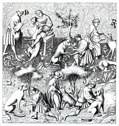 Sjukdomar hos hundar och deras botemedel, efter en miniatyr i manuskriptet av Gaston de Foix