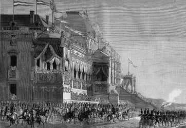 Utdelning av örnar av Napoleon I (1869-1821) på Champ de Mars, 5 december