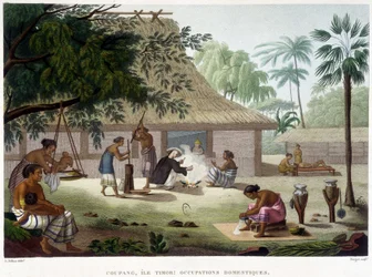 Hushållssysslor i Coupang, Timor Island.