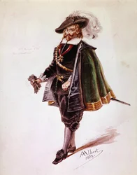 Don Salluste kostym för Victor Hugos Ruy Blas. Teckning av Albert 1872. Maison Victor Hugo, Paris.