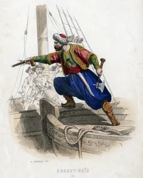 Dragut, "pirat" från det osmanska riket (färg litho)