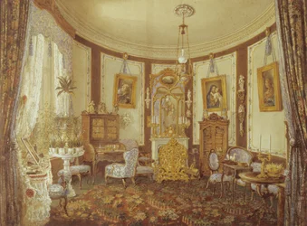 Salongen i Chateau de Sache (wc på papper)