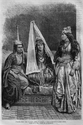 Druzisk prinsessa, från Syrien idag. Reser i Fenicien, Libanon och Judéen. 1875-1880 av Louis Charles Emile Lortet, 1884 (bw gravyr)