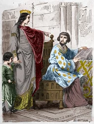 Capetians dynasti: Constance of Arles (986-1032), Frankrikes drottning, med Robert II den fromme (972-1031).