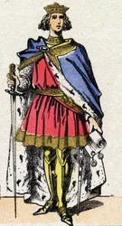 Capetians dynasti: Porträtt av Filip III kallad Hardi (1245-1285), kung av frankerna från 1270 till 1285. Epinal avbildning från slutet av 1800-talet. Privat samling.