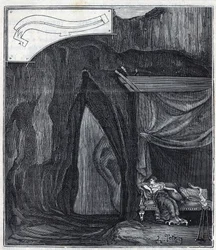 Ear of Dionysio - Orecchio di Dionisio (Orecchio di Dionigi) - Interiör av grottan känd som Ear of Denys i Syrakusa - Gravyr i "" Vetenskaper förde till allas graciösa - fysik och kemi"" av Alexis Clerc - Slutet av 19th århundrade. Privat co