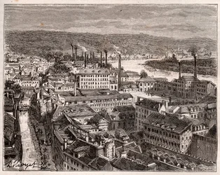 Elbeuf - Seine-Maritime - gravyr i "La France illustrée: geografi, historia, statistisk administration" av V.A. Malt-Brown. 1884