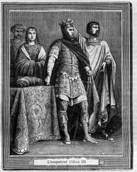 Kejsar Othon III (980-1002), tysk romersk kejsare Gravyr i "Historia om påven-kungen-drottningen-och-kejsarna genom århundradena" av Maurice Lachatre