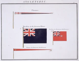 Engelska flaggor, från en fransk flaggbok, c.1819