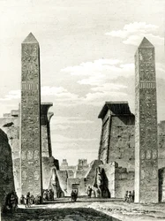 Ingång till Luxortemplet, från resan i Nedre och övre Egypten av Dominique Vivant Denon (1747-1825) 1802