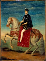 Ryttarporträtt av Karl IX (1550 - 1574). Anonym målning av den franska skolan