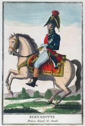 Ridsporträtt av Charles Jean Baptiste Bernadotte (1763-1844), tidigt 1800-tal (färgstick)