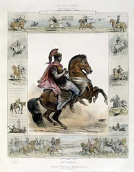 Ryttarporträtt av Xenophon - i "" Pittoresk historia av antik och modern ridning"" av Charles Aubry