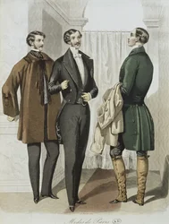 Aftonklänning, illustration från Le Journal des Tailleurs, 16 februari 1851 (färggravyr)