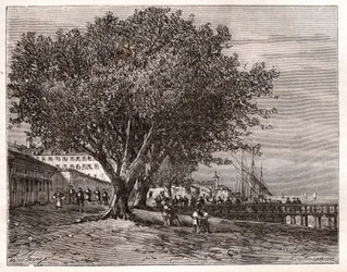 Evian-les-Bains (Evian les Bains) - Haute-Savoie - gravyr i "Frankrike illustrerad: geografi, historia, statistisk administration" av V.-A. Maltbrunt. 1884