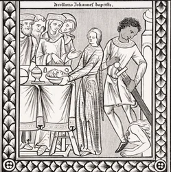 Avrättning av Johannes Döparen, efter en miniatyr i en psalmbok från 1200-talet, från "Le Moyen Age et la Renaissance" av Paul Lacroix (1806-84), publicerad 1847.