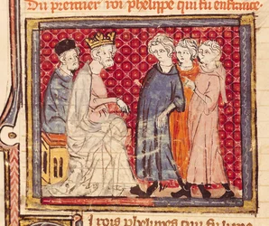 F.204v kung Filip I (1053-1108), Frankrikes stora krönikor, 1375-79