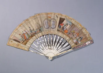 Fläkt med illustrationer från grevinnan av Cagliostro, ca 1786 (gouache på papper & elfenben)