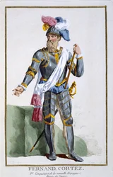 Fernand Cortez (1485-1547), graverad av Pierre Duflos (1742-1816), 1780 (kopparstick)