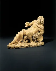 Figur av Bacchus liggande med ett glas vin, ca 1770