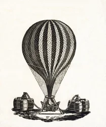 Fylla en luftballong med gas, ca 1790 (trägravyr)