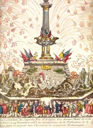 Fyrverkerier framför Hotel de Ville i Paris för att fira freden i Versailles, 14 december 1783