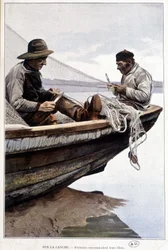 Fiskare rodda nät ombord, v. 1895