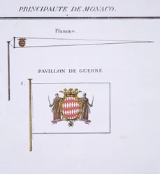 Flaggor från Monaco, från en fransk flaggbok, c.1819