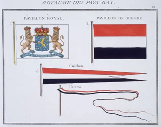 Flaggor från kungariket Nederländerna, från en fransk flaggbok, c.1819