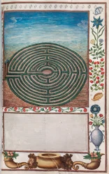 Florilegium: (sidan 15 recto) labyrint trädgård