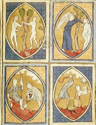 Fol.93r Berättelsen om Adam och Eva, från Image du Monde