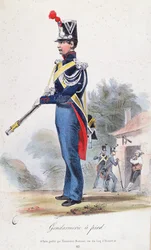 Foot Gendarme, graverad av Villain, c.1830