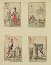 Fyra spelkort till minne av hjältarna från juli 1830, 1831