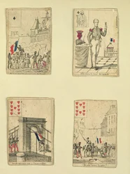 Fyra spelkort till minne av hjältarna från juli 1830, 1831