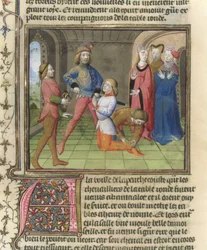 Fr.120 f.522v Riddaren av Lancelot från The Story of Lancelot i La Quite de Saint Graal